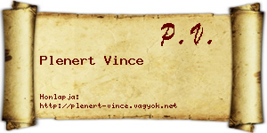 Plenert Vince névjegykártya